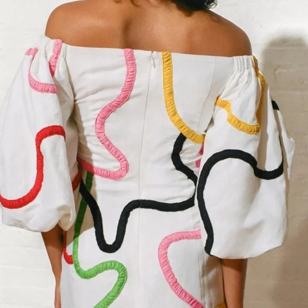 NWOT Mara Hoffman Namari Dress in white Multi Embroidery - Picture 3 of 10